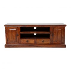 Sheesham wood TV stand / media unit with 2 shelves, 2 doors and 2 drawers