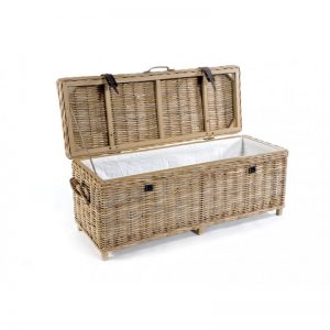 handmade rattan storage bench