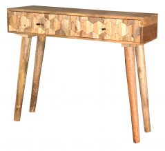 2-drawer light mango wood hexagonal patterned console table / hall table