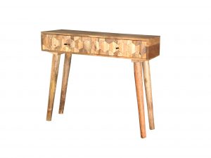 2-drawer light mango wood hexagonal patters-console table