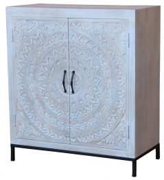 Bohemian range white washed wooden 2-door sideboard