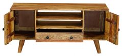 two tone sheesham wood TV stand with 2 doors and 1drawer
