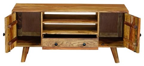 _CPP4937 two tone sheesham wood TV stand with 2 doors and 1drawer