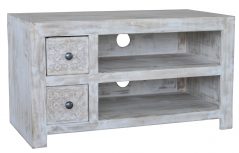 Hampi limed washed carved mango range small media unit