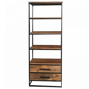 Industrial Style Light Mango Wood 2-drawer Bookcase