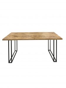 Industrial style large 175 cm light mango wood dining table with meta stand