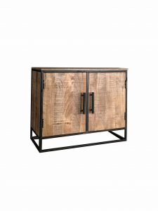 Industrial style light mango wood 2-door sideboard with metal frame