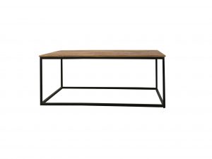 Industrial style light mango wood coffee table-sawn finish with metal frame