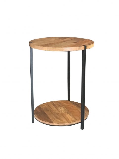 Industrial style light mango wood double round top table