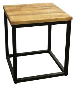 Industrial style light mango wood side table with metal stand