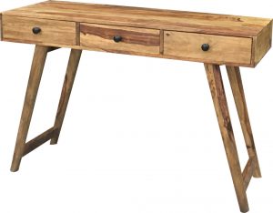 Two tone sheesham wood study desk console table with 3 drawers