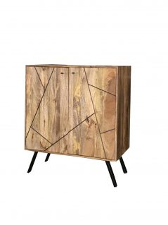 Urban Retro Range Industrial Style Light Mango Wood Drinks Cabinet Wine Rack