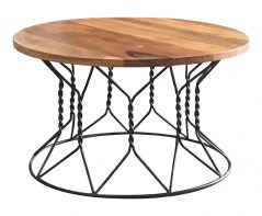 Industrial style light mango wood coffee table with metal frame