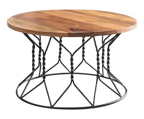 Industrial style light mango wood coffee table with metal frame