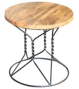 Industrial style light mango wood stand with metal frame