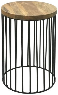 industrial contemporary style light mango wood round table with metal iron stand