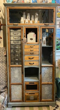 Boho style light green vintage style multi drawer storage cabinet