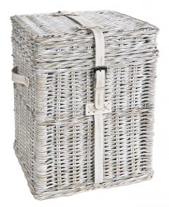 handmade white wash rattan linen basket