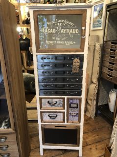 vintage style multi drawer narrow storage cabinet