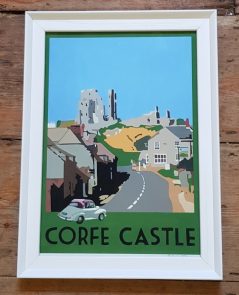 vintage style corfe castle print