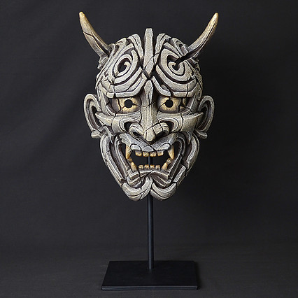 Handpainted Japanese Mask Sculpture