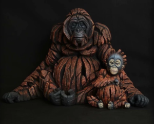 Handpainted mother orangutan and baby orangutan sculpture from UK