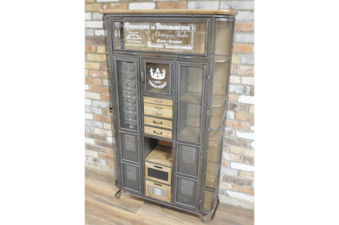 industrial style multi drawer cabinet with glass door and metal drawer industrial style multi drawer cabinet with glass door and metal drawers