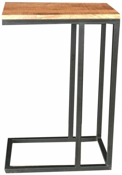 industrial style light mango wood sofa side table with metal iron stand Industrial Style Light Mango Wood Sofa Side Table With Metal Stand and sawn finish