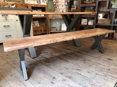 Industrial Style Acacia Wood Bench