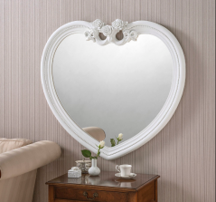 white heart shape rose mirror
