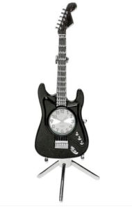 black guitar miniature clock