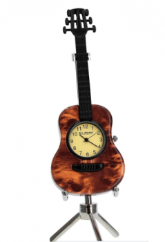 brown guitar miniature clock