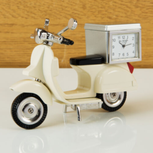 cream vespa clock miniature