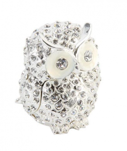 crystal effect silver owl trinket box