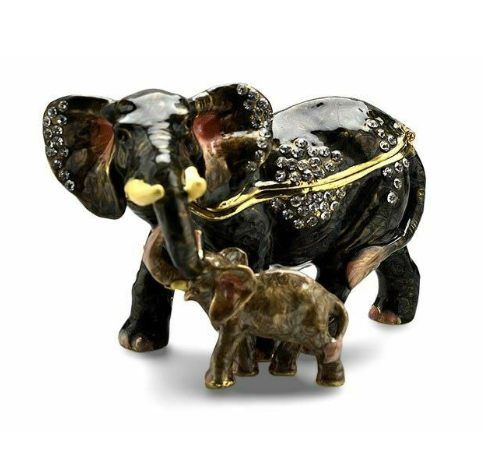 elephant and calf trinket box