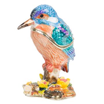 perched kingfisher trinket box