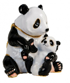 panda and baby trinket box