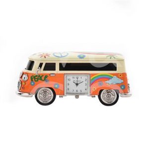 retro orange camper miniature clock UK delivery