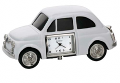 white car miniature clock
