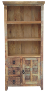 handpainted handcarved mango wood bookcase with storage cupboard