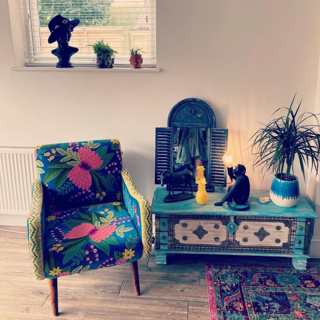 Tips for Bohemian style interiors 54 Cholena hand embroidered cotton velvet armchair