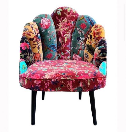 Unique tropical floral cotton velvet boho chair Unique tropical floral cotton velvet boho chair