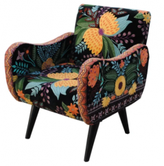 hand embroidered colorful butterfly cotton velvet armchair