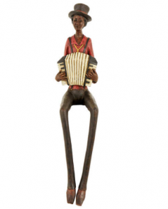 vintage style shelf sitting accordion squeezebox player figurine musician sculpture