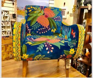 Are you ready to bring a splash of colours to your home? 2 hand embroidered blue cotton velvet armchair