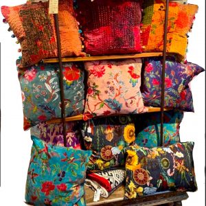 indian colourful floral cotton velvet cushions