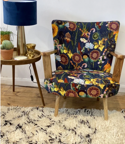 Cottage garden design navy colour occasional armchair
