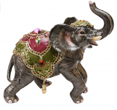 extra large enamelled metal elephant treasured trinket box