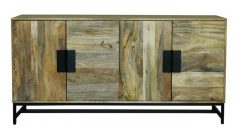 4 Door Industrial Style Natural Light Mango Wood Spacious Sideboard
