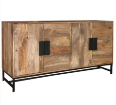 industrial style agra light mango wood 4 door sideboard with metal frame